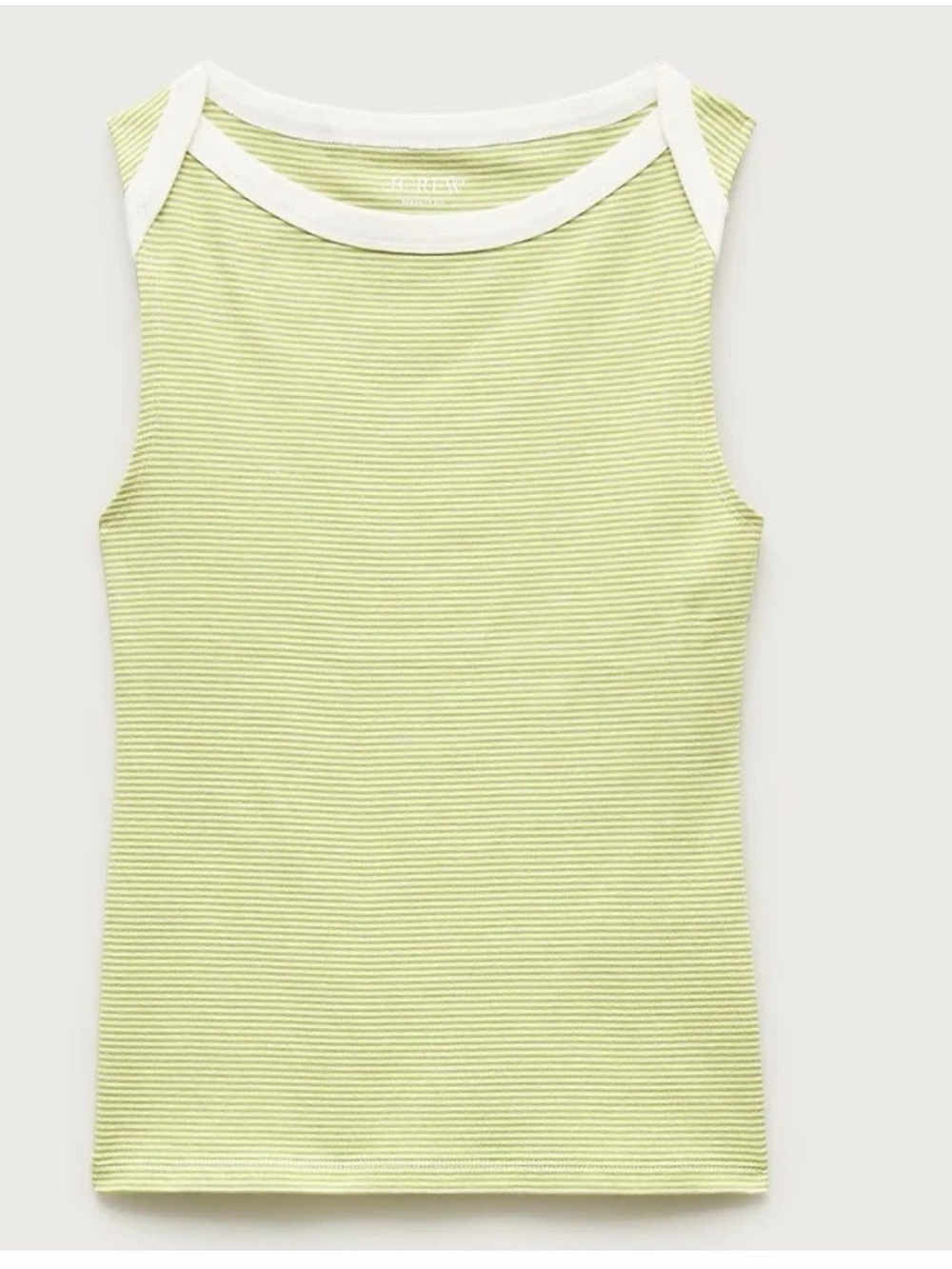 J. Crew Light Lime Ribbed Tank with White Trim. XS